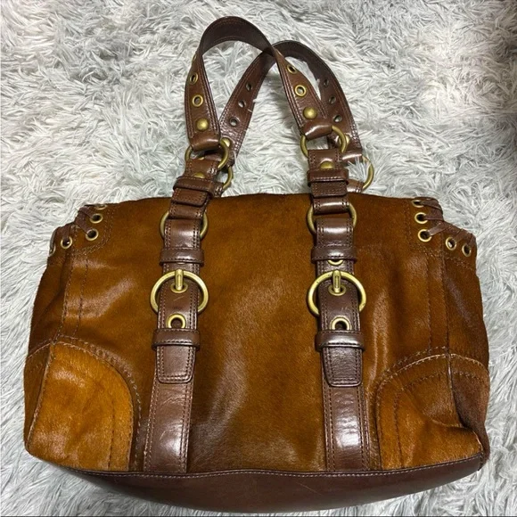 Coach Rare Limited Chelsea Abbey Calf Hair Satchel Brown Leather Laced Bag - Picture 2 of 14